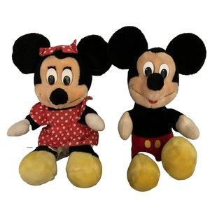 Vintage Minnie Mickey Mouse Stuffed Animal Disneyland Walt Disney World Korea